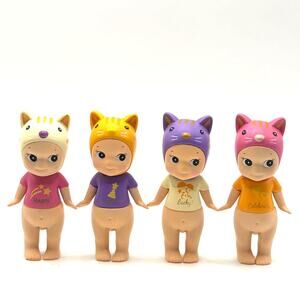 Set of 4 New Unbranded Kewpie/Angel Mini Figures, Cat Meow Costumes, Open Box
